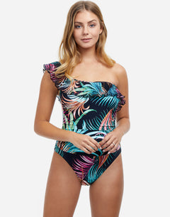 Profile Tropico One Shoulder Swimsuit - Black - Simply Beach UK