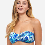 Profile Escape in Bali Twist Bandeau Bikini Top - White/Blue - Simply Beach UK