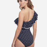 Profile Supreme Ruffle One Shoulder Swimsuit - Black - Simply Beach UK