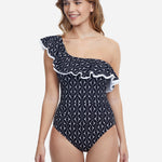 Profile Supreme Ruffle One Shoulder Swimsuit - Black - Simply Beach UK