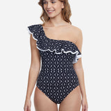 Profile Supreme Ruffle One Shoulder Swimsuit - Black - Simply Beach UK