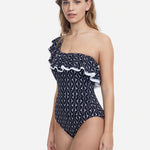 Profile Supreme Ruffle One Shoulder Swimsuit - Black - Simply Beach UK