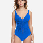 Profile Twist D Cup Plunge V Neck Swimsuit - Royal Blue - Simply Beach UK