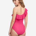 Profile Tutti Frutti Ruffle One Shoulder Swimsuit - Rose - Simply Beach UK