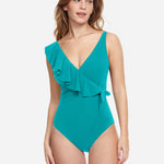 Profile Tutti Frutti Ruffle Surplice Swimsuit - Jade - Simply Beach UK