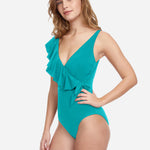 Profile Tutti Frutti Ruffle Surplice Swimsuit - Jade - Simply Beach UK