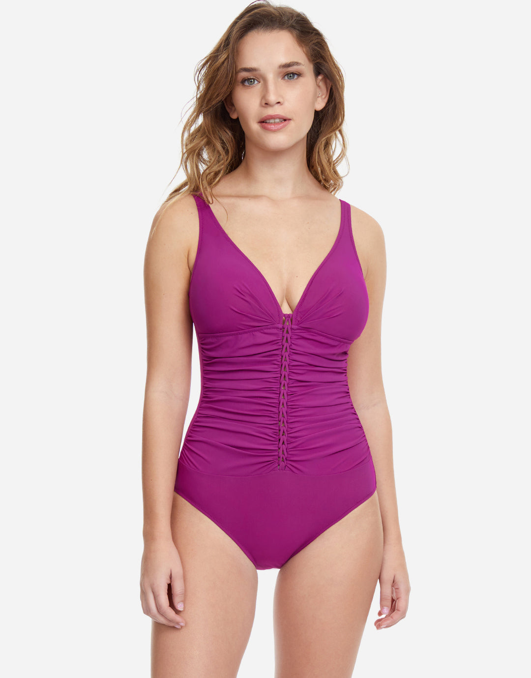 Profile Tutti Frutti D Cup V Neck Swimsuit - Warm Violet - Simply Beach UK