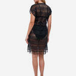 Profile Tutti Frutti Crochet Plunge V Neck Dress - Black - Simply Beach UK