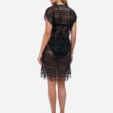 Profile Tutti Frutti Crochet Plunge V Neck Dress - Black - Simply Beach UK