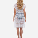 Profile Tutti Frutti Crochet Plunge V Neck Dress - White - Simply Beach UK