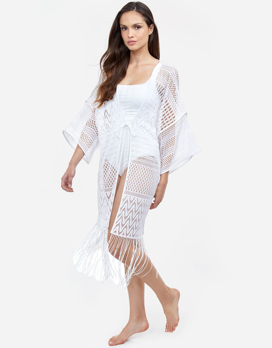 Profile Tutti Frutti Lace Kimono - White - Simply Beach UK