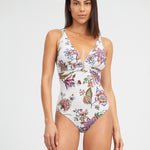Jasmine Plunge Swimsuit - White Floral - Simply Beach UK