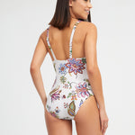 Jasmine Plunge Swimsuit - White Floral - Simply Beach UK