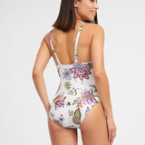 Jasmine Plunge Swimsuit - White Floral - Simply Beach UK