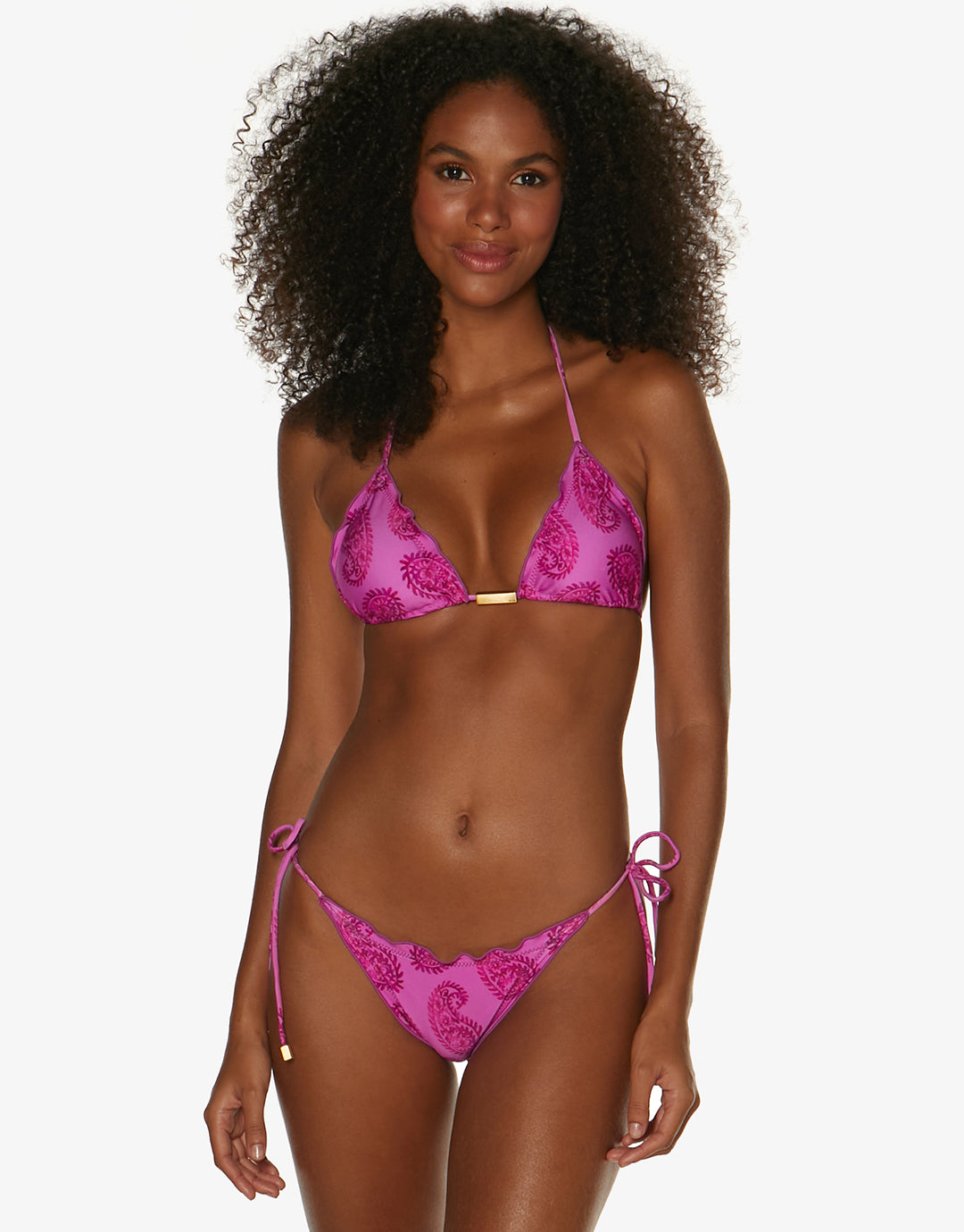Leela Ripple Tri Bikini Top - Pink - Simply Beach UK