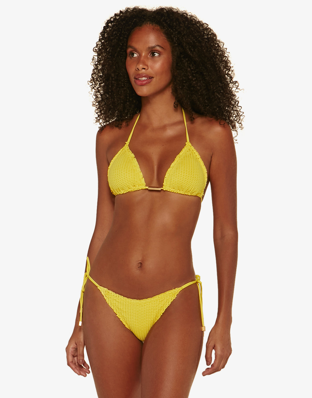 Light Scales Ripple Tri Bikini Top - Yellow - Simply Beach UK
