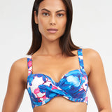 Tahiti Moulded Underwired Bikini Top - Blue Floral - Simply Beach UK