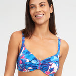 Tahiti Underwired Bikini Top - Blue Floral - Simply Beach UK