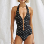 Soul Spots Plunge Halter Swimsuit - Black - Simply Beach UK