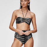 Expedition High Waist Bikini Pant - Black and Cream - Simply Beach UK