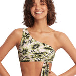 Island In The Sun One Shoulder Bikini Top - Avocado - Simply Beach UK