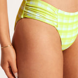 Portofino Ruched Side Retro Bikini Pant - Wild Lime - Simply Beach UK