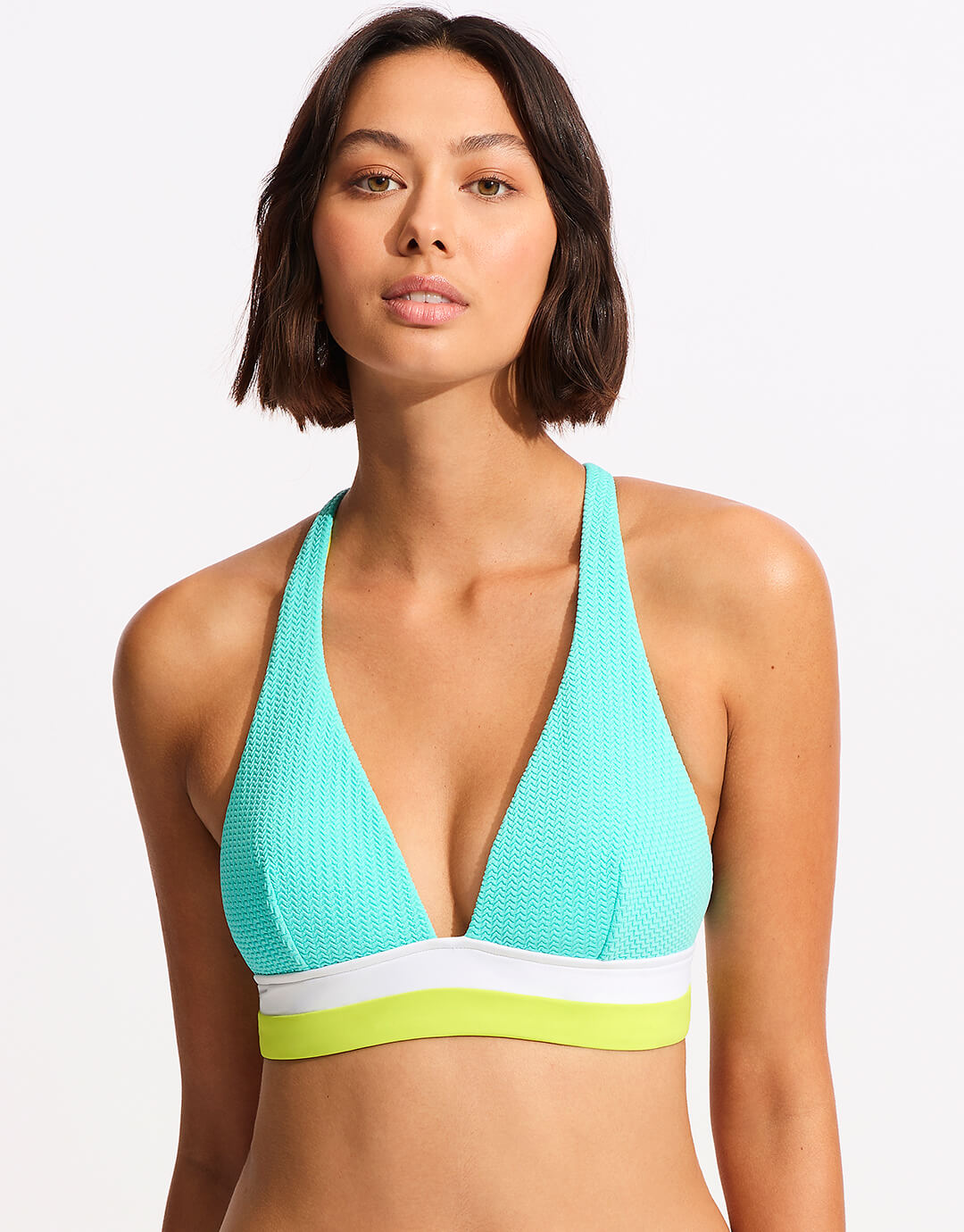 Slice of Splice Longline Tri Bikini Top - Lime Burst - Simply Beach UK