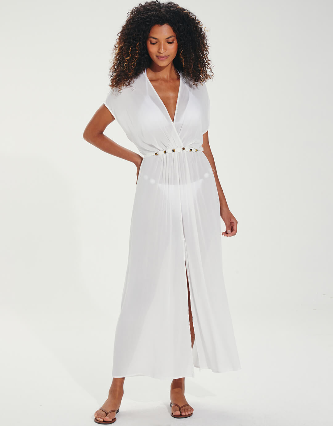 Yara Detail Long Cover Up - Off White - Simply Beach UK