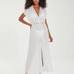 Yara Detail Long Cover Up - Off White - Simply Beach UK