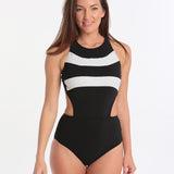 Gottex Profile Formula One Sports High Neck One Piece - Black White