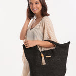 Heidi Klein Grace Bay Raffia Bucket Bag - Black