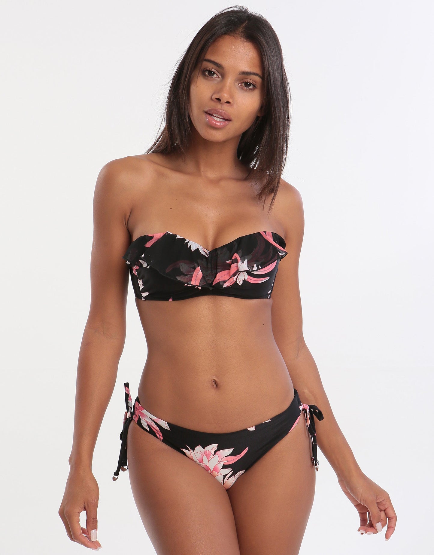Seafolly Desert Flower Loop Tie Side Hipster Bikini Bottom - Black