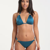 Jo Severin Nora Slide Halter Bikini Top - Teal