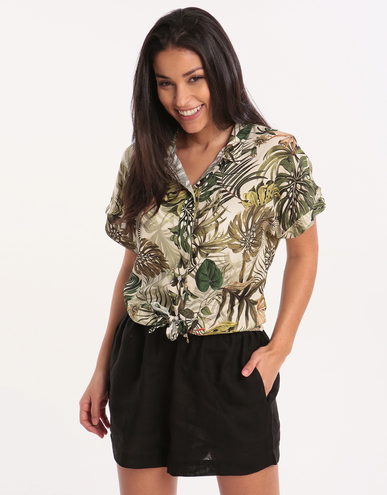 Banana Moon Frezia Malika Tie Front Shirt - Natural