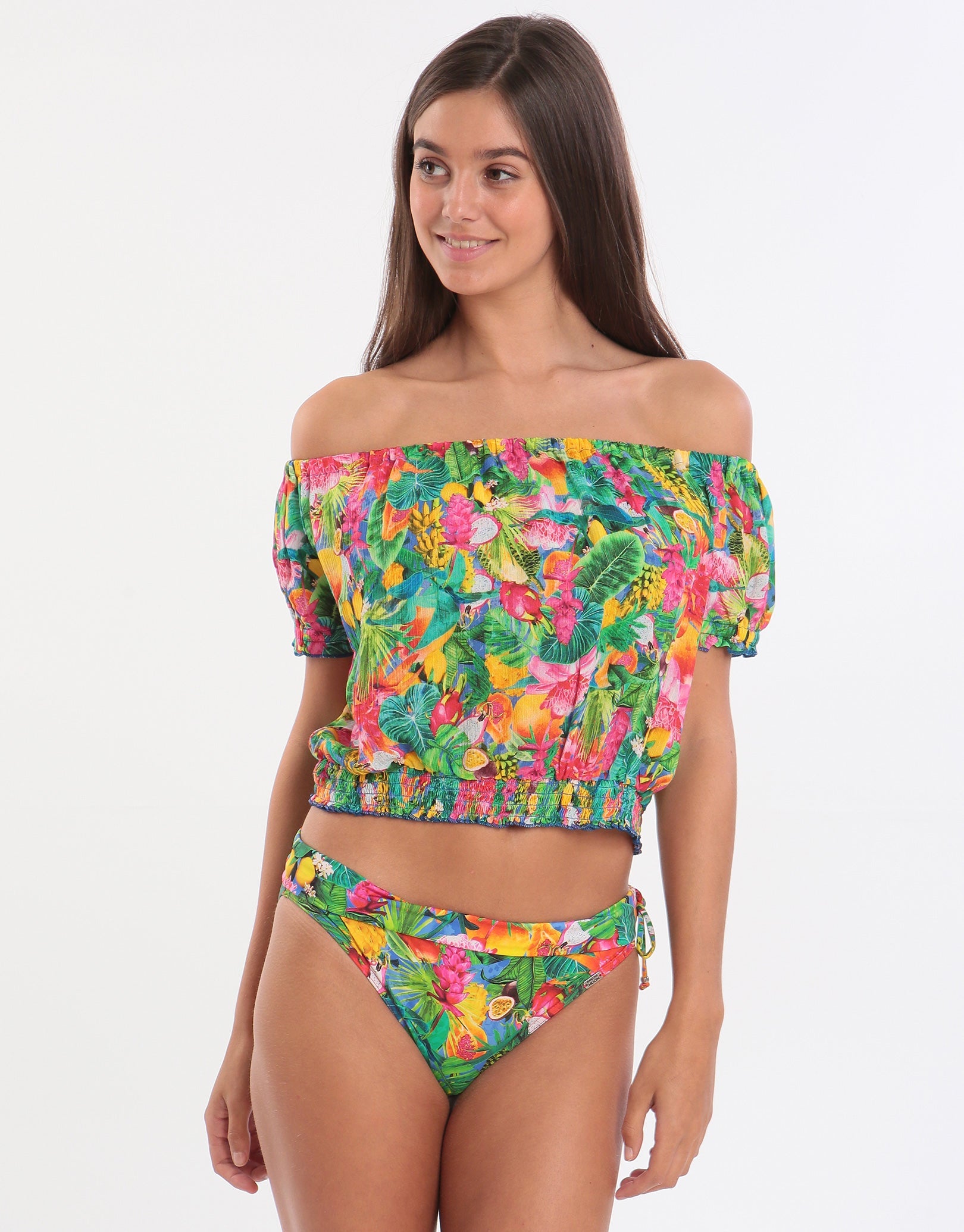 Banana Moon Tropivoil Binky Off The Shoulder Top - Blue