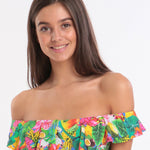 Banana Moon Tropicool Tolvo Off The Shoulder Bikini Top - Blue