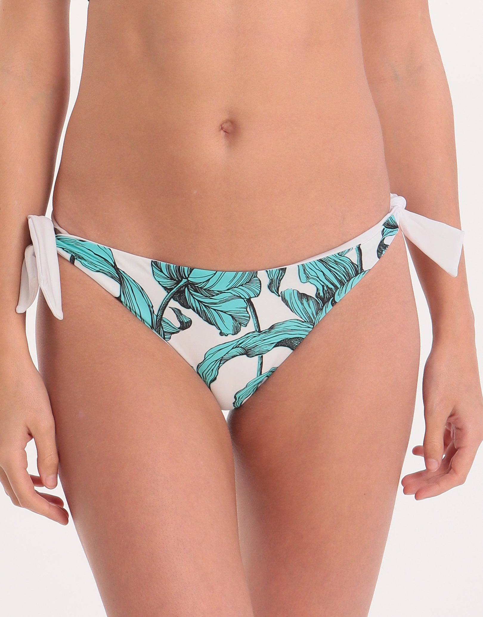 Moontide Mono Bloom Reversible Tie Side Bikini Bottom - Aqua