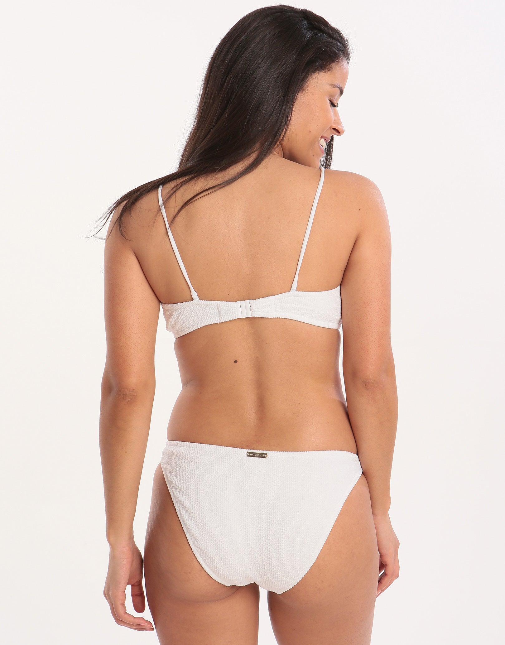 Watercult Retro Purity Zip Front Bralette Bikini Top - White