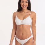 Watercult Retro Purity Zip Front Bralette Bikini Top - White