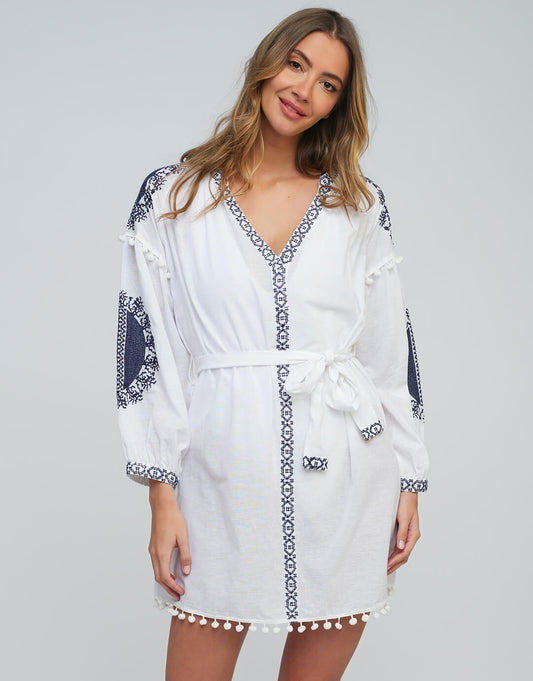 Amara Tunic - White Navy - Simply Beach UK