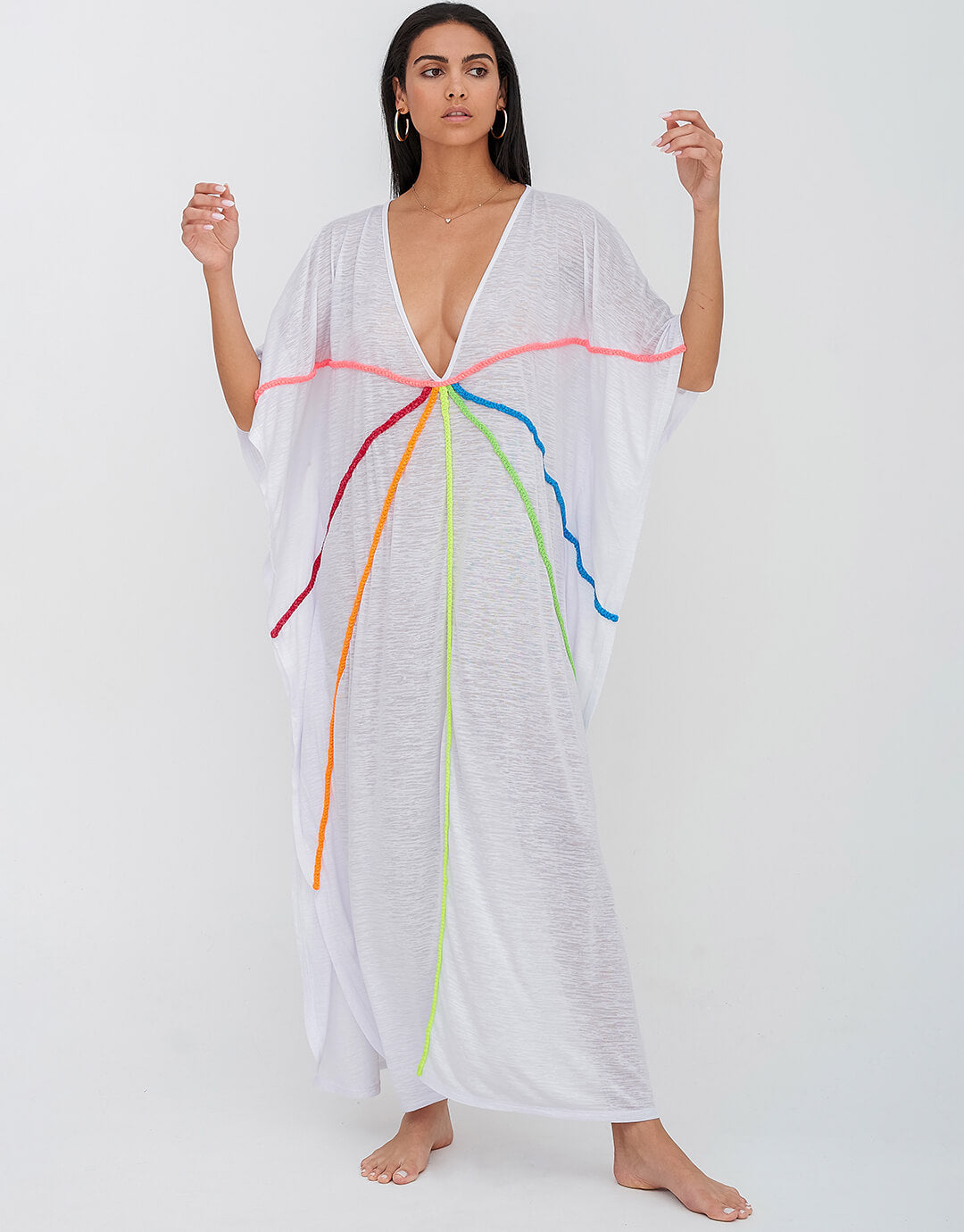 Braided Front Kaftan  - White - Simply Beach UK