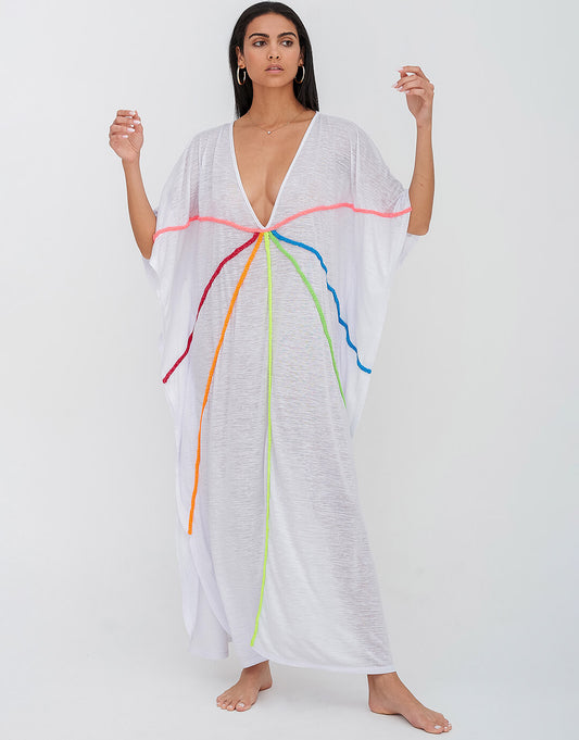 Braided Front Kaftan  - White - Simply Beach UK