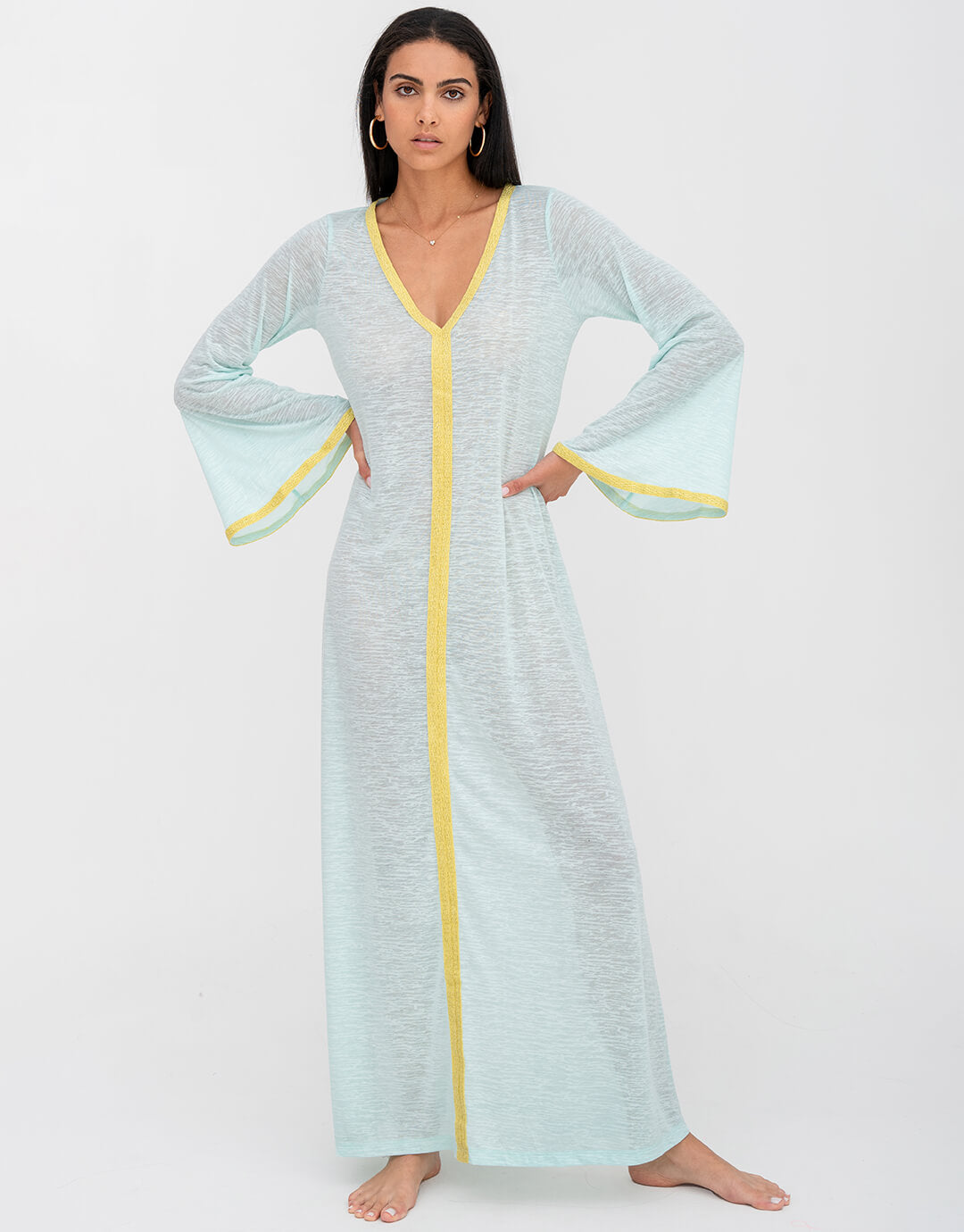 Bell Sleeve Kaftan - Aqua - Simply Beach UK