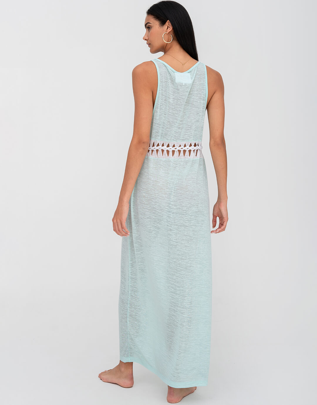 Contrast Braid Cut Out Dress - Aqua - Simply Beach UK