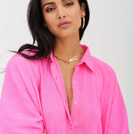 Crinkle Button Down Dress - Hot Pink - Simply Beach UK