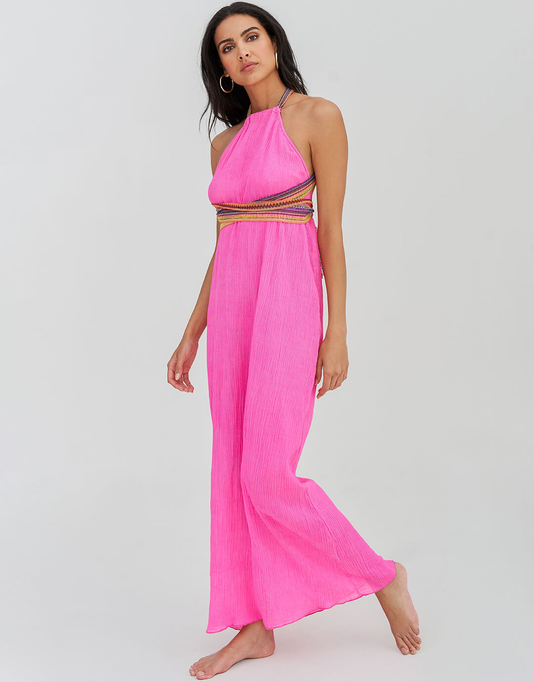 Crinkle Halter Dress - Hot Pink - Simply Beach UK