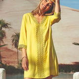 Embroidered Tunic - Yellow - Simply Beach UK