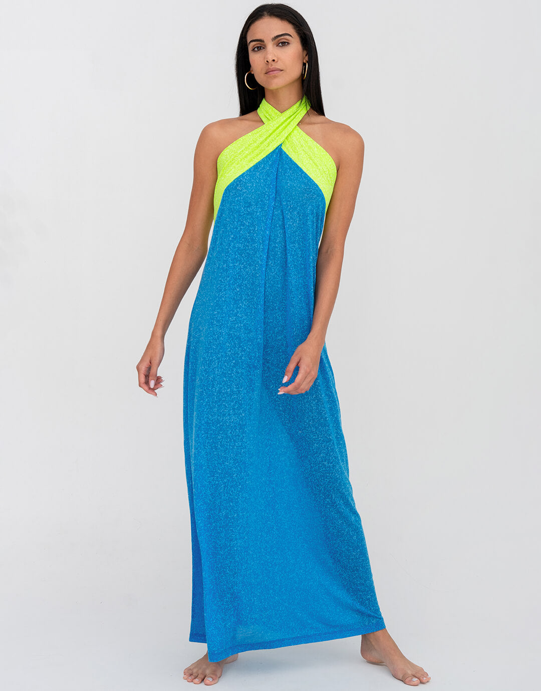 Crossover Halter Dress - Blue - Simply Beach UK