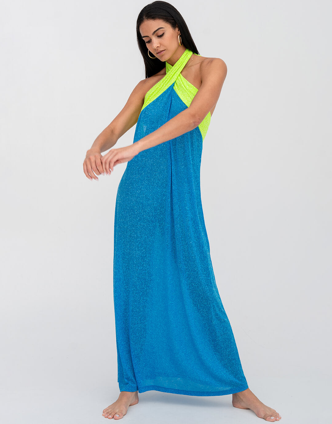 Crossover Halter Dress - Blue - Simply Beach UK