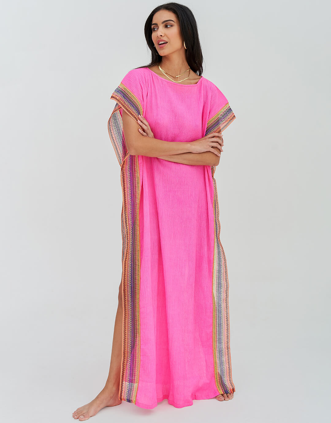 Crinkle Maxi Kaftan - Hot Pink - Simply Beach UK